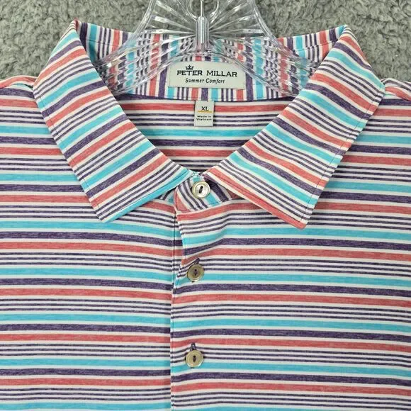 Peter Millar Men’s Summer Comfort Golf Polo Shirt Striped Size XL - Picture 2 of 9